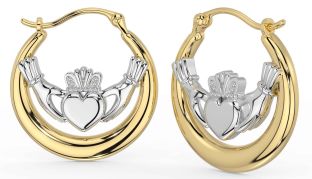 Gold Silver Claddagh Dangle Earrings
