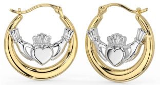 Branco Amarelo Ouro Claddagh Pendurar Brincos