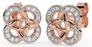 Diamant Rose Gold keltisch Knoten Baumeln Ohrringe