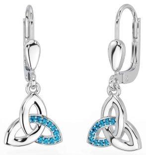 Topaz Silver Celtic Trinity Knot Dangle Earrings