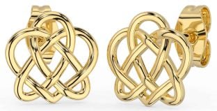 Gold Silver Celtic Heart Dangle Earrings