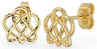 Gold Celtic Heart Dangle Earrings