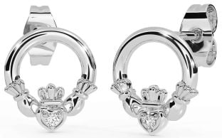 Diamant Zilver Claddagh Stud Oorbellen