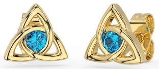 Topaz Gold Silver Celtic Trinity Knot Stud Earrings