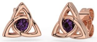 Alexandrite Rose Gold Celtic Trinity Knot Stud Earrings