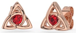 Ruby Rose Gold Celtic Trinity Knot Stud Earrings