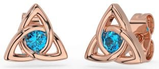 Topaz Rose Gold Celtic Trinity Knot Stud Earrings