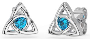 Topaz White Gold Celtic Trinity Knot Stud Earrings