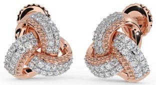 Diamant Rose Gold keltisch Dreieinigkeit Knoten Zucht Ohrringe