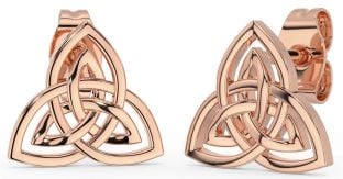 Rose Gold Silver Celtic Trinity Knot Dangle Earrings