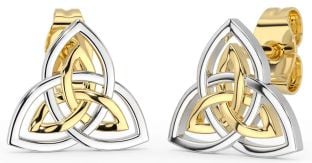 Gold Silver Celtic Trinity Knot Dangle Earrings