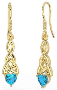 Topaz Gold Celtic Trinity Knot Dangle Earrings