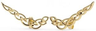 Large Gold Silver Celtic Dangle Earrings