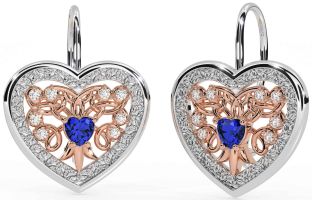 Diamante Zafiro Rosa Oro Plata céltico Corazón Colgar Pendientes