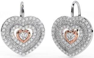 Diamante Rosa Oro Plata céltico Trinidad Nudo Corazón Colgar Pendientes