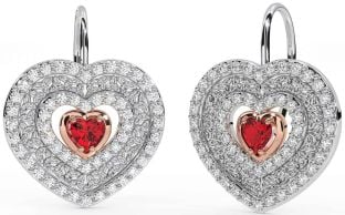 Diamante Rubí Rosa Oro Plata céltico Trinidad Nudo Corazón Colgar Pendientes