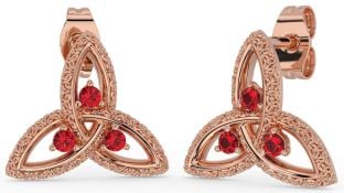 Ruby Rose Gold Celtic Trinity Knot Stud Earrings