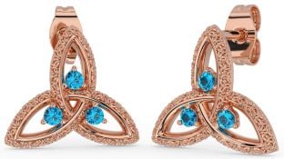 Topaz Rose Gold Celtic Trinity Knot Stud Earrings