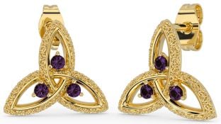 Alexandrite Gold Celtic Trinity Knot Stud Earrings