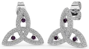 Alexandrite White Gold Celtic Trinity Knot Stud Earrings