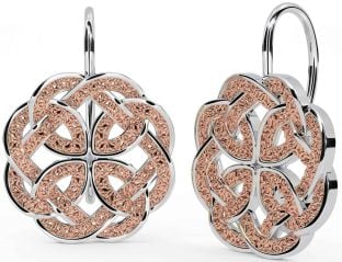 Rose Gold Silver Celtic Dangle Earrings