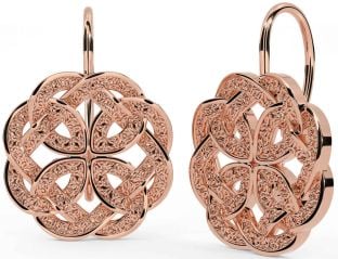 Rose Gold Silver Celtic Dangle Earrings