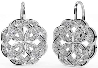 White Gold Celtic Dangle Earrings