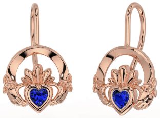 Zaffiro Rosa Oro Argento Claddagh celtico Trinità Nodo Penzolare Orecchini