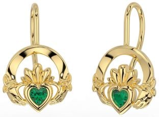 Smarald Aur Argint Claddagh Celtic Trinity Knot Dangle Cercei