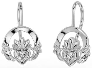 Diamante Argento Claddagh celtico Trinità Nodo Penzolare Orecchini