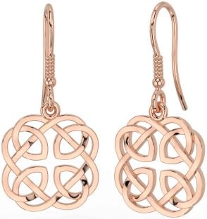 Rose Gold Silver Celtic Dangle Earrings