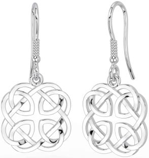 White Gold Celtic Dangle Earrings