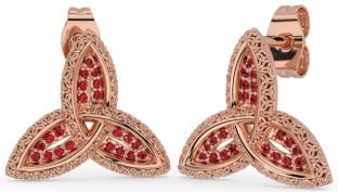 Ruby Rose Gold Celtic Trinity Knot Stud Earrings