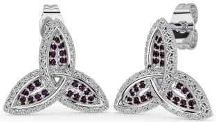 Alexandrite Silver Celtic Trinity Knot Stud Earrings