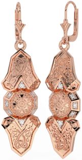 Diamante Rosa Ouro Prata céltico Guerreiro Pendurar Brincos