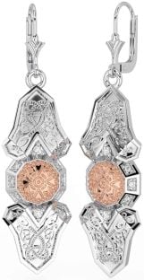 Diamante Rosa Ouro Prata céltico Guerreiro Pendurar Brincos