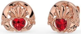 Ruby Rose Gold Silver Celtic Claddagh Trinity Knot Stud Earrings