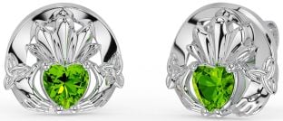 Peridot Silber keltisch Claddagh Dreieinigkeit Knoten Zucht Ohrringe