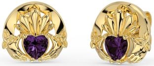 Alexandrite Or celtique Claddagh Trinité Noeud Goujon Des boucles d'oreilles