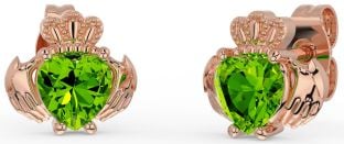 Peridot Reste sig Guld Silver Claddagh Hingst Örhängen