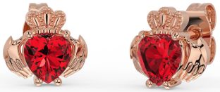 Ruby Ružové Zlato Strieborná Claddagh Stud Náušnice