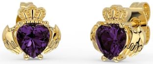 Alexandrite Ouro Prata Claddagh Viga Brincos