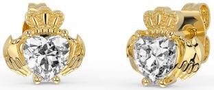 Diamante Oro Plata Claddagh Semental Pendientes