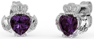 Alexandrite Prata Claddagh Viga Brincos