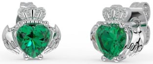 Smeraldo Argento Claddagh Perno Orecchini