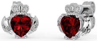 Garnet Gümüş Claddagh Damızlık Küpeler