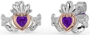 Amatista Rosa Oro Plata céltico Claddagh Trinidad Nudo Semental Pendientes