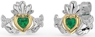 Smarald Aur Argint Celtic Claddagh Trinity Knot Stud Cercei