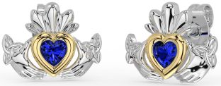 Safir Aur Argint Celtic Claddagh Trinity Knot Stud Cercei