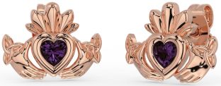 Alexandrit Rose Gold Nod Celtic Claddagh Trinity de argint Cercei Stud